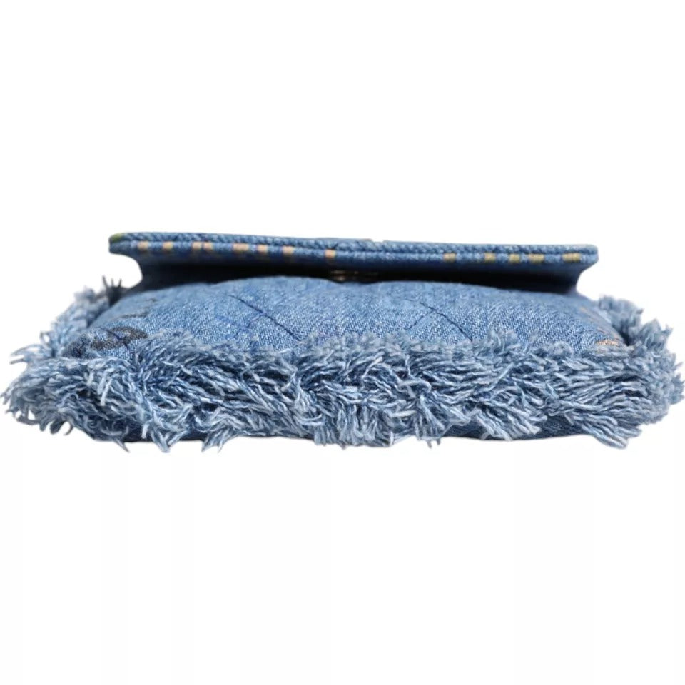 Chanel Denim Mood Flap Mikro Logo Baskılı Saçaklı Omuz Çantası